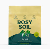 Rosy Soil package with green and yellow design on a white background